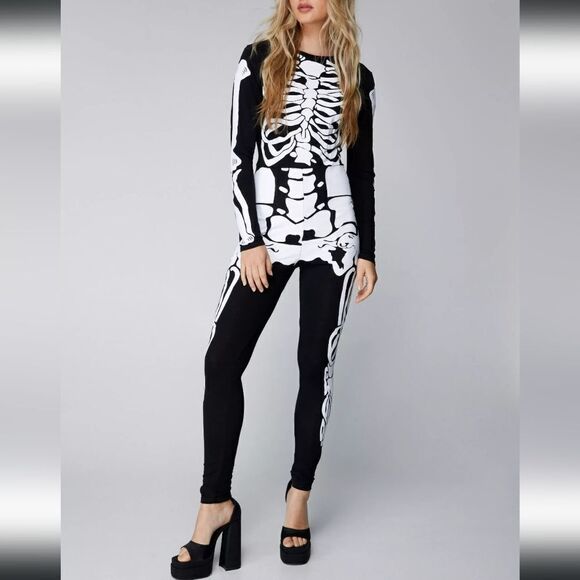 Nasty Gal Long Sleeve Skeleton Jumpsuit - Picture 1 of 5